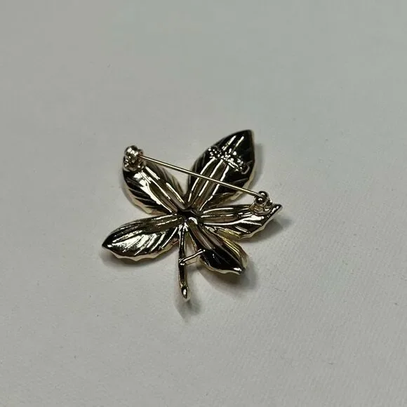 Vintage Sarah Coventry Signed Gold Tone Maple Leaf Brooch - Picture 3 of 6